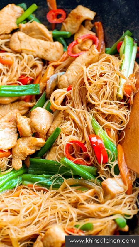 Chicken And Rice Noodle Stir Fry Khins Kitchen Noodle Recipe