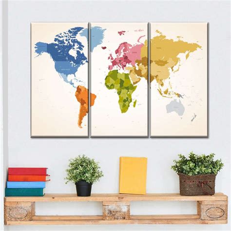 Vintage Colors World Map Multi Panel Canvas Wall Art Elephantstock