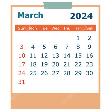 Gaya Polaroid Kalender Maret 2024 Vektor 2024 Bulan Kalender Png Dan