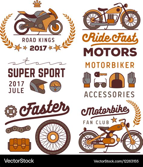Motorbike Logos Set Royalty Free Vector Image Vectorstock