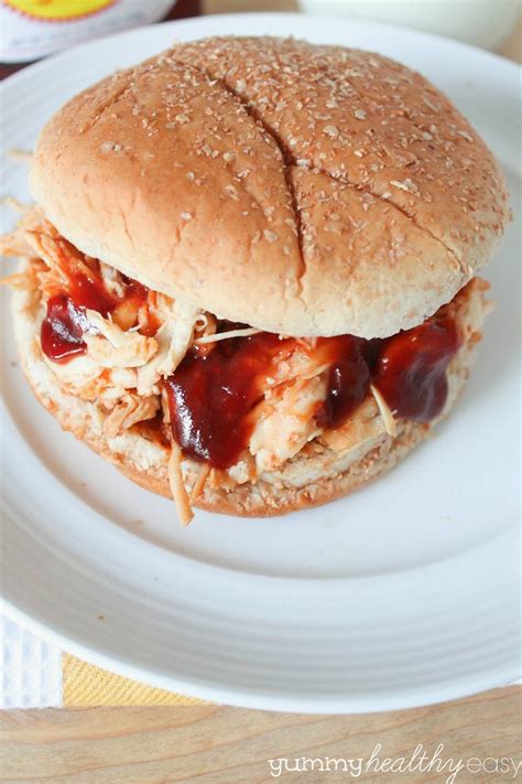 Slow Cooker Bbq Shredded Chicken Sandwiches Only 3 Ingredients