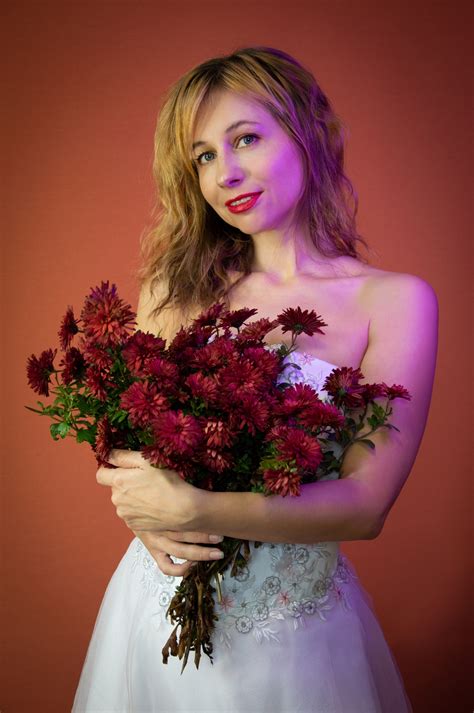 Woman Portrait Flowers Bouquet Free Stock Photo Public Domain Pictures