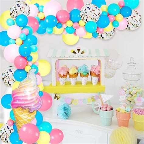 Ice Cream Balloon Garland Arch Kit 110 Pack With Confetti