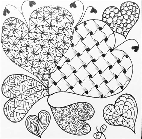 Zentangle Hearts Zentangle Patterns Doodle Patterns Tangle Patterns