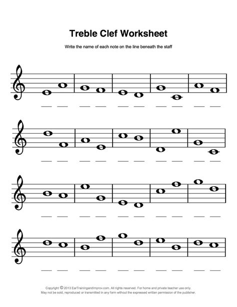 Music Theory Note Reading Worksheets