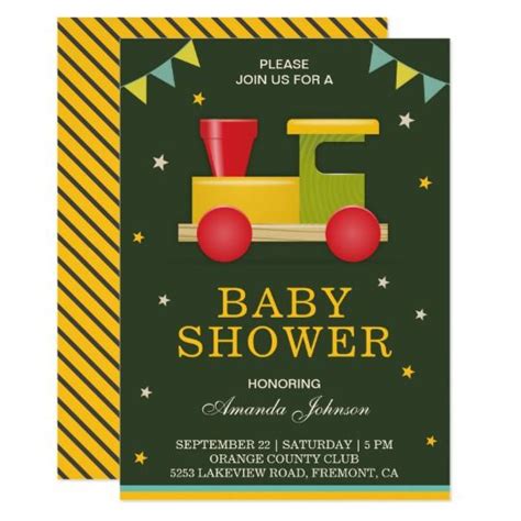 Train Baby Shower Invitations And Invitation Templates Zazzle Train