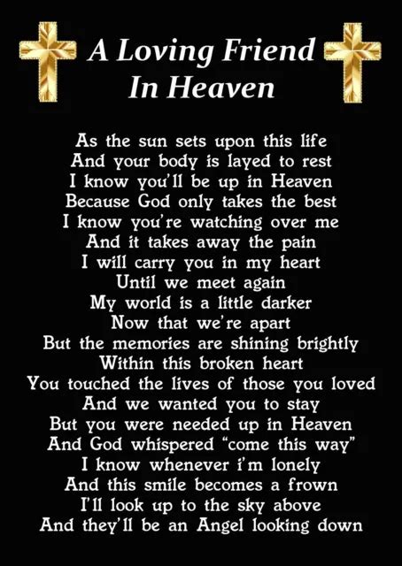 A LOVING FRIEND In Heaven Memorial Graveside Poem Card With Ground Stake F PicClick UK