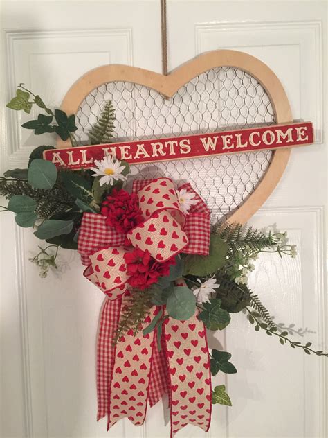 Valentines Day Wreath For Front Door Farmhouse Style Valentines Day