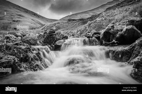 Mountain Creek In Lake District National Park Black And White Edit