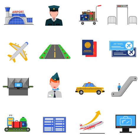 Airport Icons Set 479362 Vector Art At Vecteezy