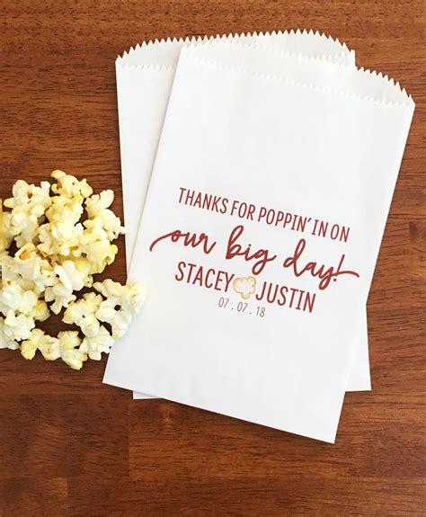 Fun Wedding Favor Idea Wedding Popcorn Bags Lined Wedding Popcorn
