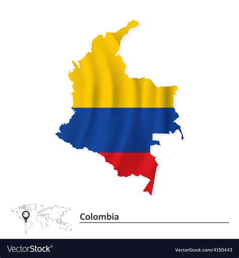 Map Of Colombia With Flag Royalty Free Vector Image