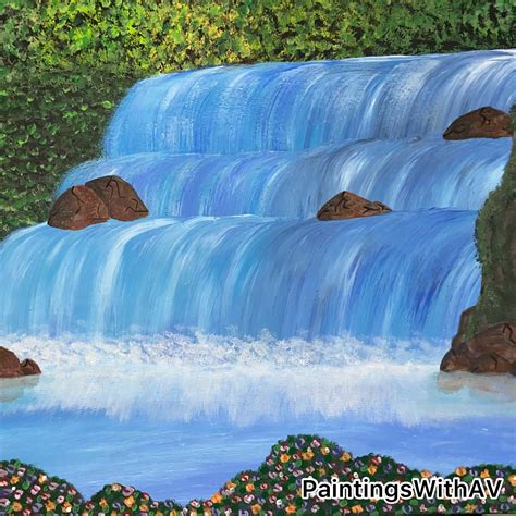 Hidden Waterfall Acrylic Painting 16 By 20 Etsy