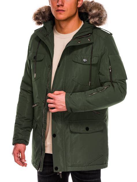 Mens Winter Parka Jacket Olive C410 Modone Wholesale Clothing
