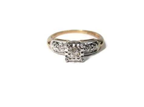 Dainty Estate K Diamond Engagement Ring Size Etsy