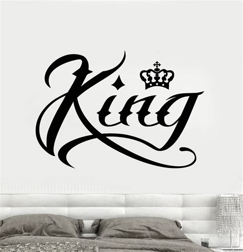 Vinyl Wall Decal King Word Inscription Crown Stickers Unique T