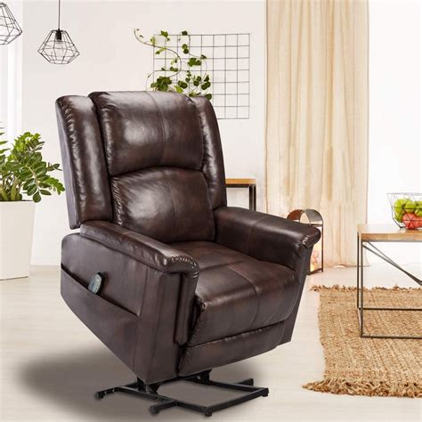 Power Lift Chair Electric Recliner For Elderly Faux Leather Heated