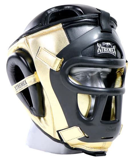 Full Face Headgear With Unbreakable Cage Guard Gold Xtremex
