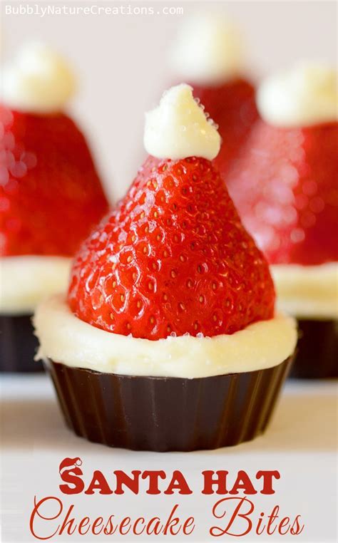 Santa Hat Cheesecake Bites ⋆ No Bake Recipe Christmas Food