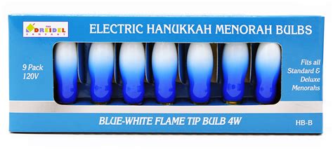 Menorah Bulbs Blue White Electric Menorah Flame Shaped Replacement