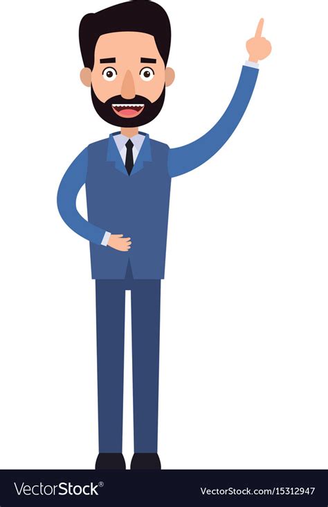 Businessman Cartoon Character Beard Male With Suit