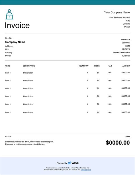 Freelancer Invoice Template Wave Invoicing