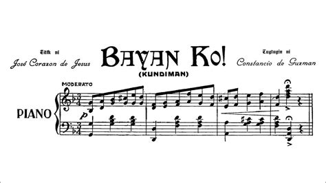 Constancio De Guzman Bayan Ko 1929 Sheet Music Youtube