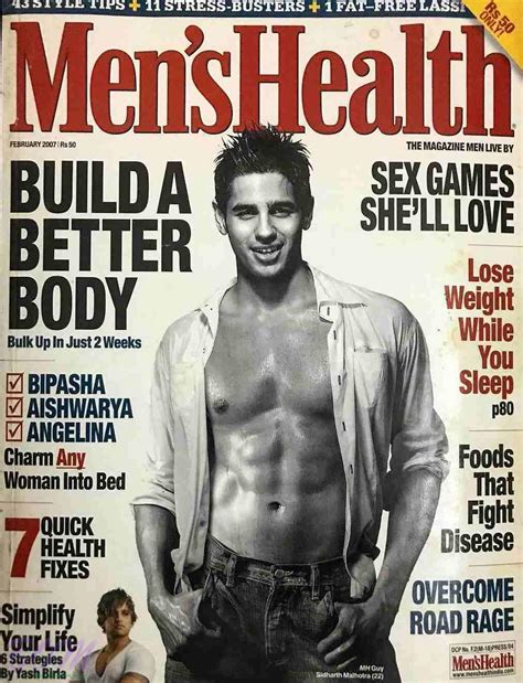 Siddharth Malhotra First Ever Cover Boy Pic For Mens Health Magazine