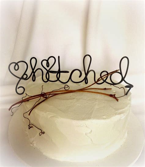 Rustic Wedding Cake Topper Rustic Wedding Decor Hitched Caketopper 6