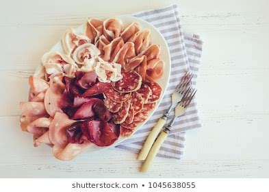 Cold Smoked Meat Plate Pork Prosciutto Stock Photo