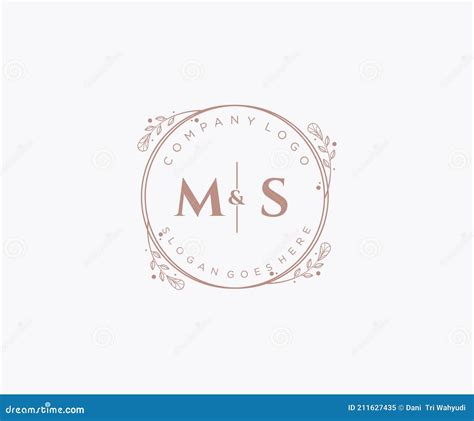 Initial Ms Letters Decorative Luxury Wedding Logo Stock Vector