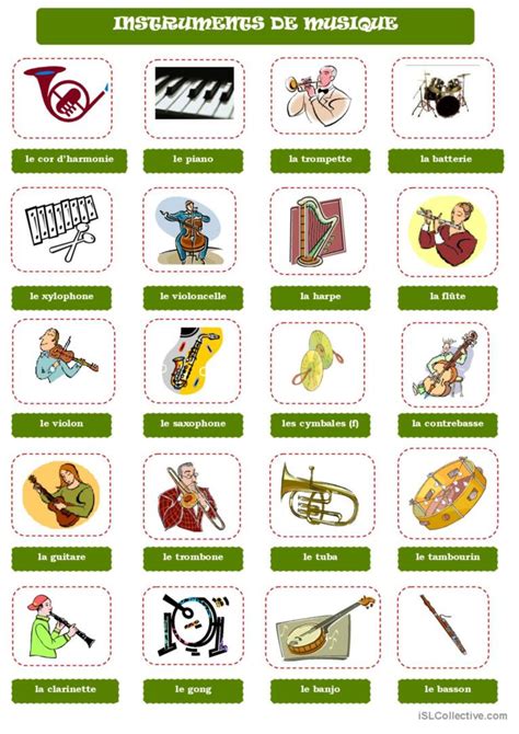 instruments de musique dictionnaire… français fle fiches pedagogiques pdf and doc