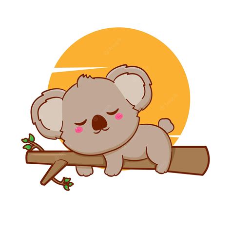 Premium Vector Cute Cartoon Baby Koala Sleeping On The Tree Hand