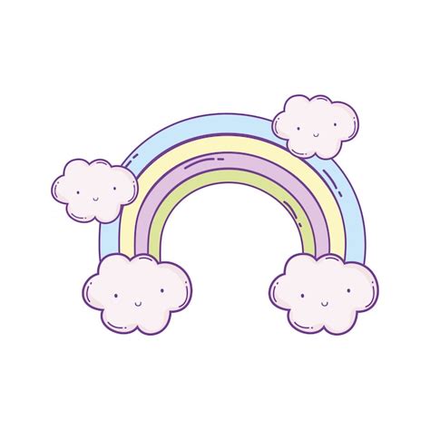 dibujos animados de nubes y arco iris vector premium