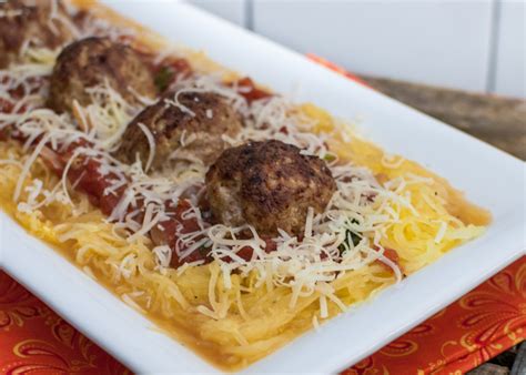 Spaghetti Squash With Turkey Meat Balls Thyme Of Taste