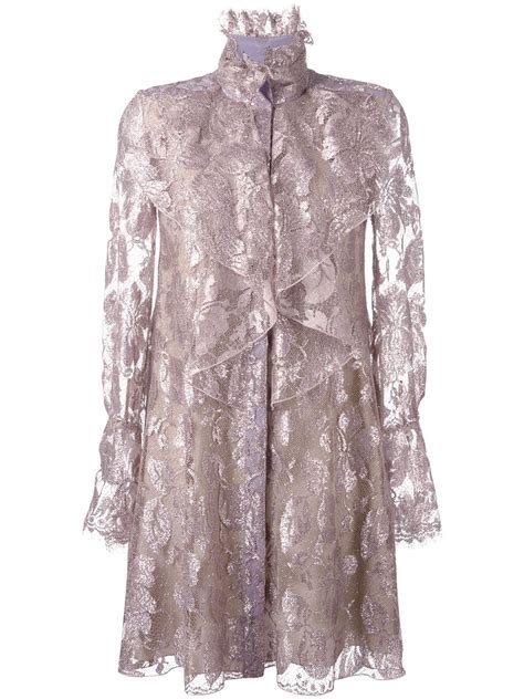 Lanvin Silk Victorian Style Ruffle Dress Lyst