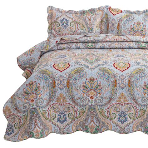 Bedsure Piece Bohemia Paisley Pattern Queen Size Bedspread X Inches Lightweight Coverlet