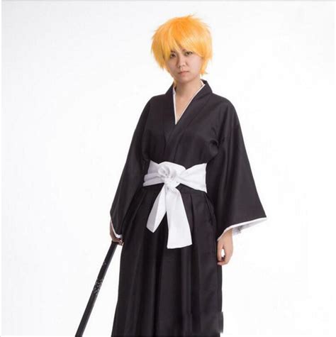 Bleach Kurosaki Ichigo Robe Cloak Coat Japanese Anime Cosplay Halloween