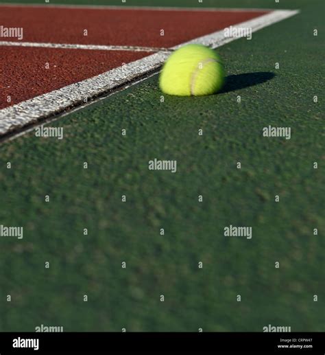 The Impact Tennis Ball Bouncing Off The Tennis Court Stock Photo Alamy
