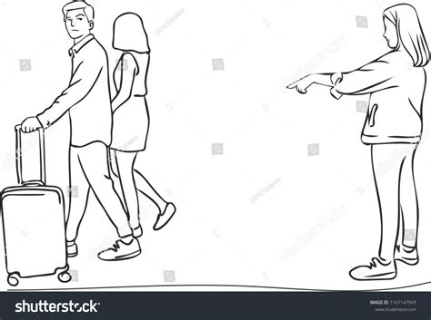 Wife Caught Her Husband Another Woman Stock Vector Royalty Free