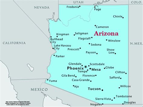 Arizona State Map With Cities Map