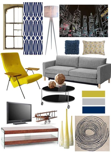 Navy blue yellow and gray living room. navy blue + yellow + grey | Blue and yellow living room ...