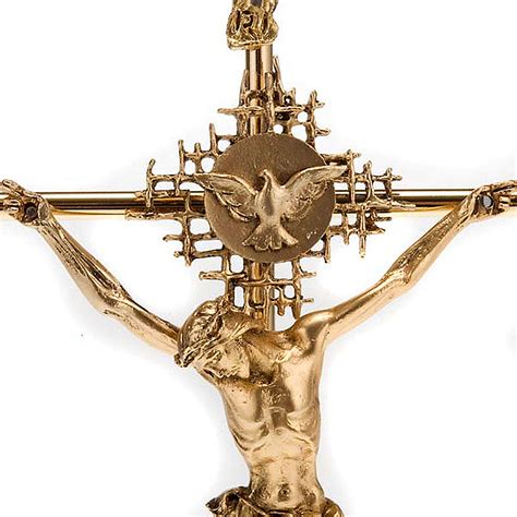Crucifijo Metal Dorado Cristo Padre Espíritu Santo Venta Online En