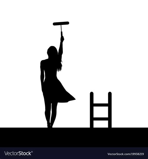 Woman Silhouette Painting The Wall Royalty Free Vector Image