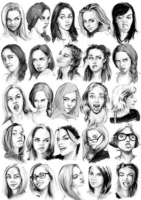 A Bunch Of Different Types Of Women S Faces In Black And White Including One With