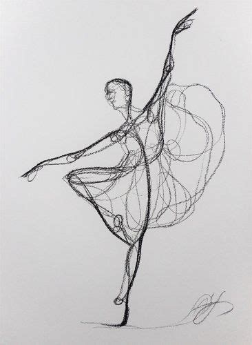 Dancer 38 Haelyn Y Charcoal On Paper Scribble Art Contour