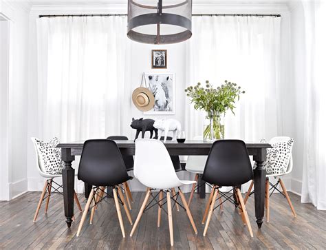 How about white chairs and black table now that you painted a coat of black on the table? April Tomlin Interiors | Scandinavian dining room, Black ...