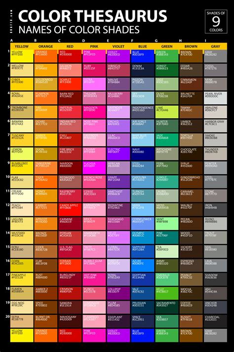 List Of Colors With Color Names Graf X Com