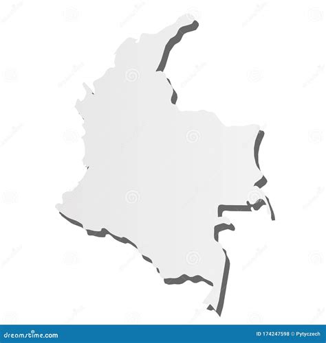 Colombia Grey 3d Like Silhouette Map Of Country Area With Dropped