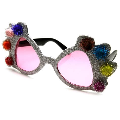 Princess Crown Glitter Pom Pom Jeweled Novelty Party Sunglasses
